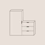 1x Cupboard and Set of 3x Drawers