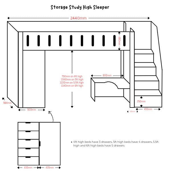 Storage Study High Sleeper - Image 5