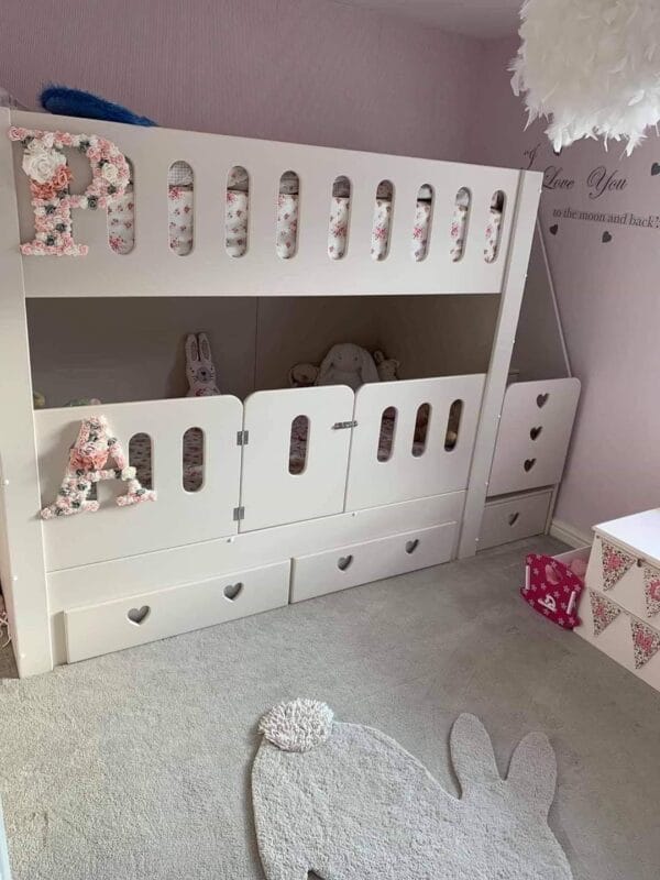 Storage Cot Bunk Bed with hearts