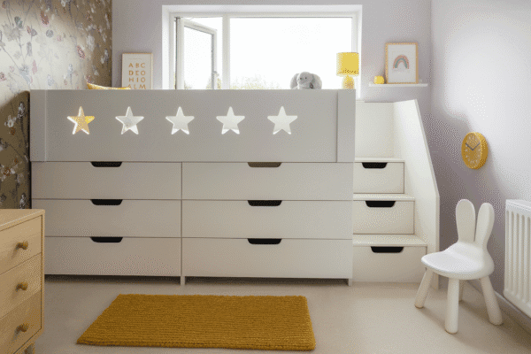 Storage high sleeper bed with 9x drawers