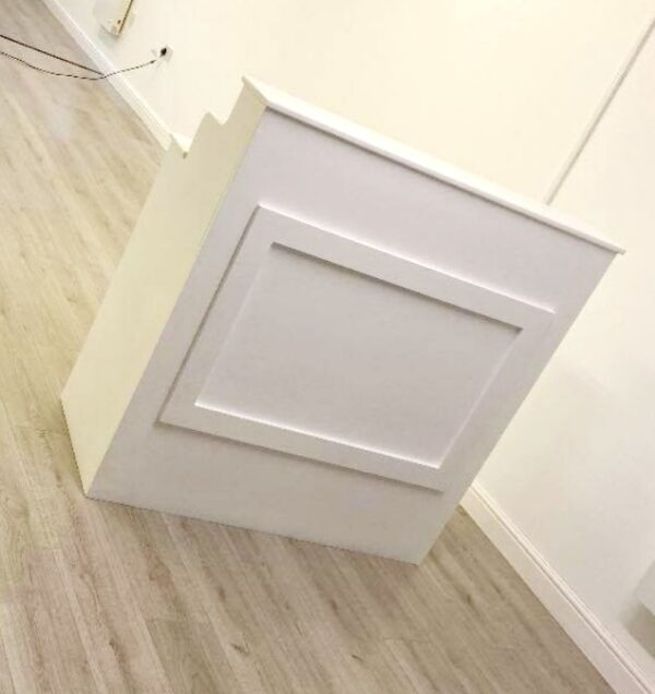 Trade Salon Reception Desk. Storage pigeon holes. quality.