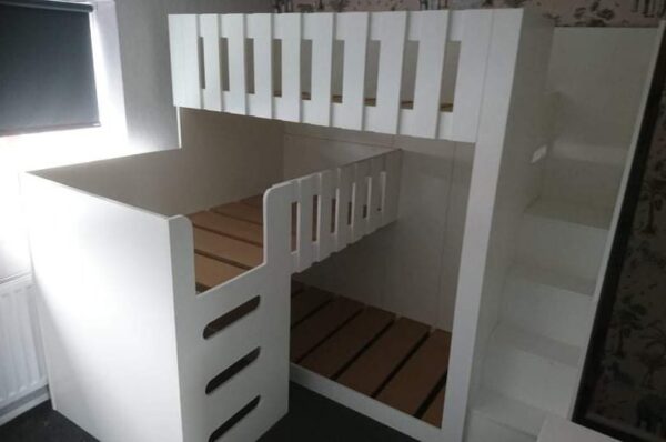 jenga triple sleeper bunk bed with steps and ladder