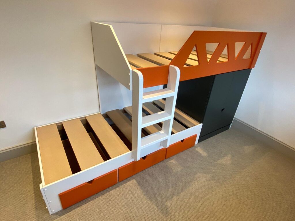 Bunk Bed with drawers and storage. children bedroom furniture. sharing bedroom. modern bunk bed