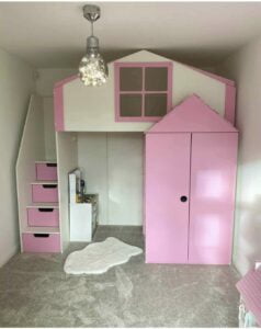 Princess House Bed With Wardrobe and Drawers. Funky Bunk Beds High Sleeper