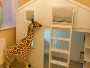 House Frame style high sleeper bed in white made by Funky Bunk Beds