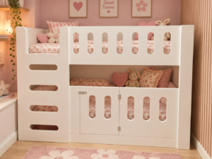 cot bed with ladder and bottom bed guard