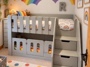 cot bunk with stairs on the front