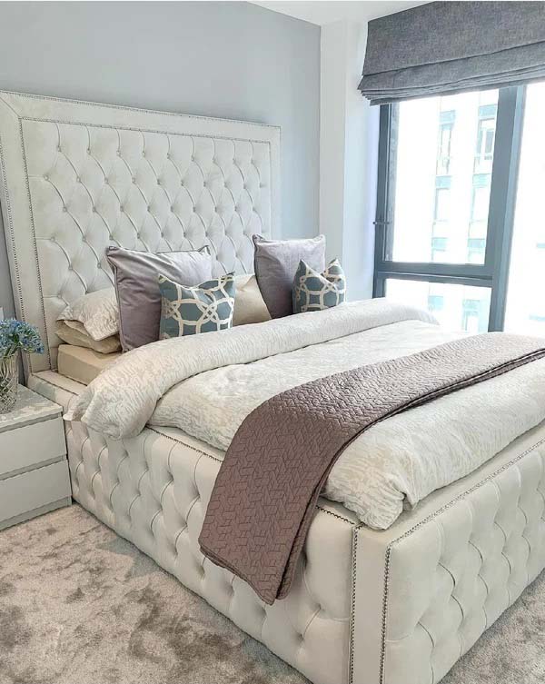 Beaded Sheraton Fabric Bed Frame