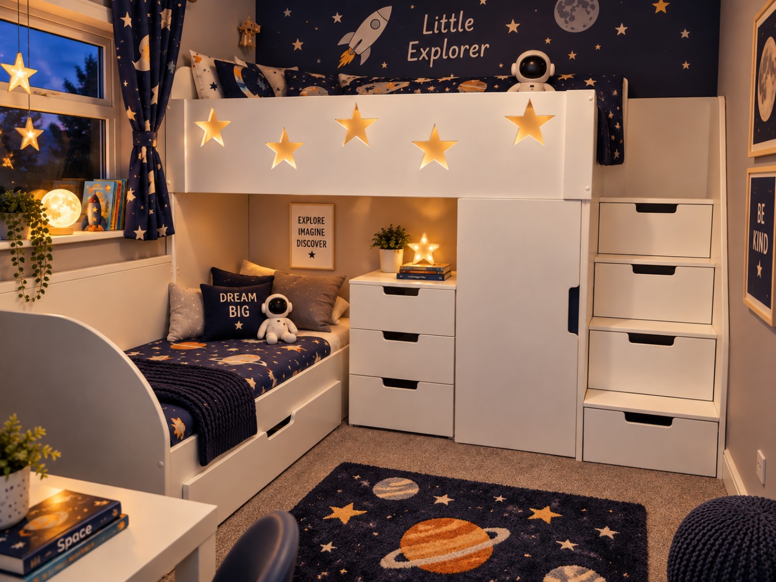 l shape triple storage bunk bed