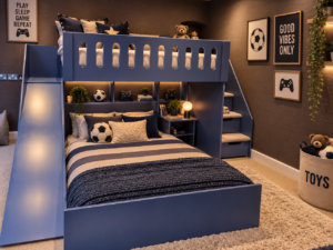 double deluxe single and double bed with slide and stairs