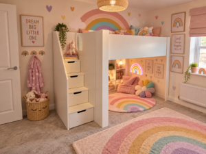 single bed with play area underneath