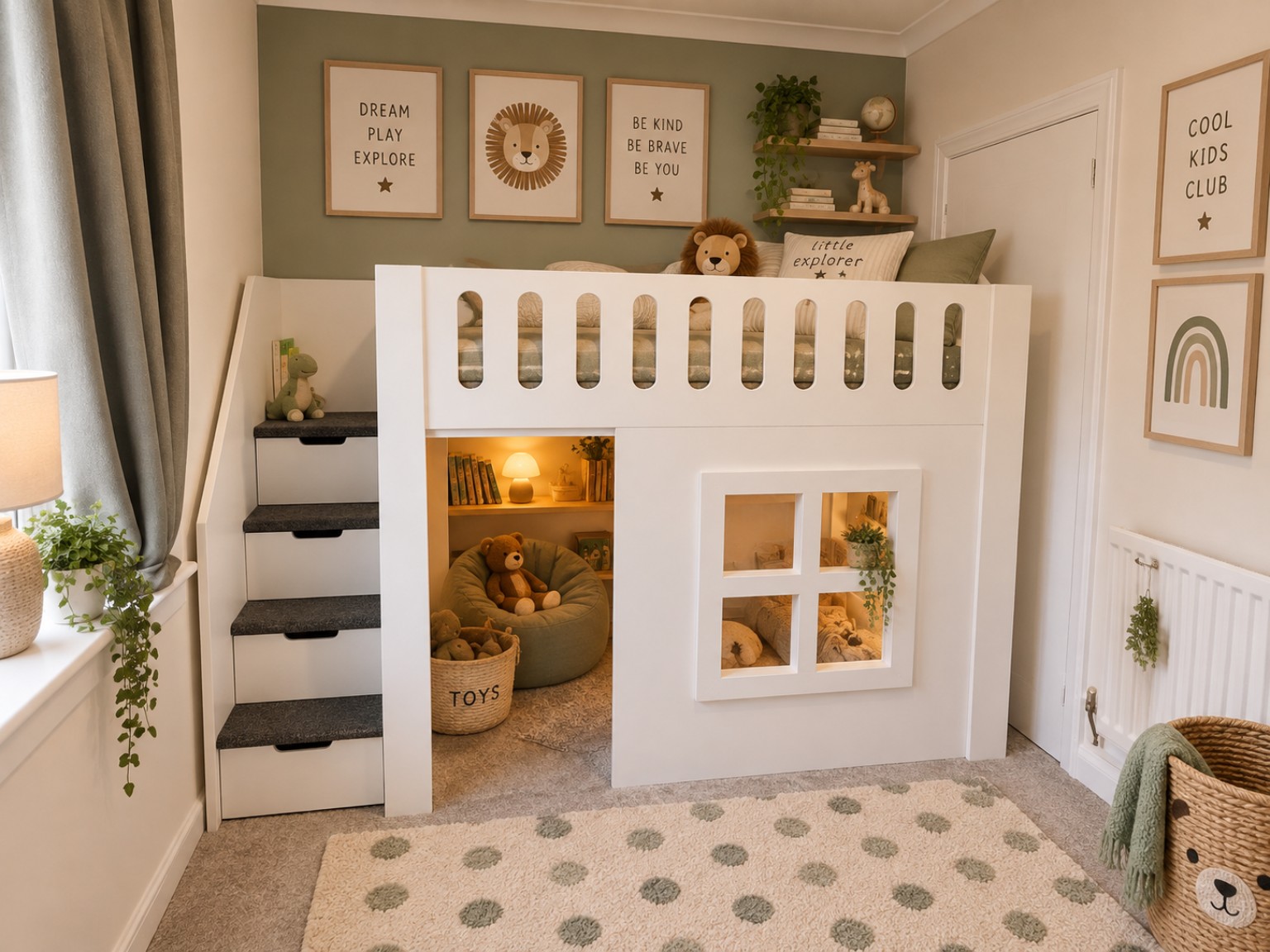playden bunk with stairs hideout bed